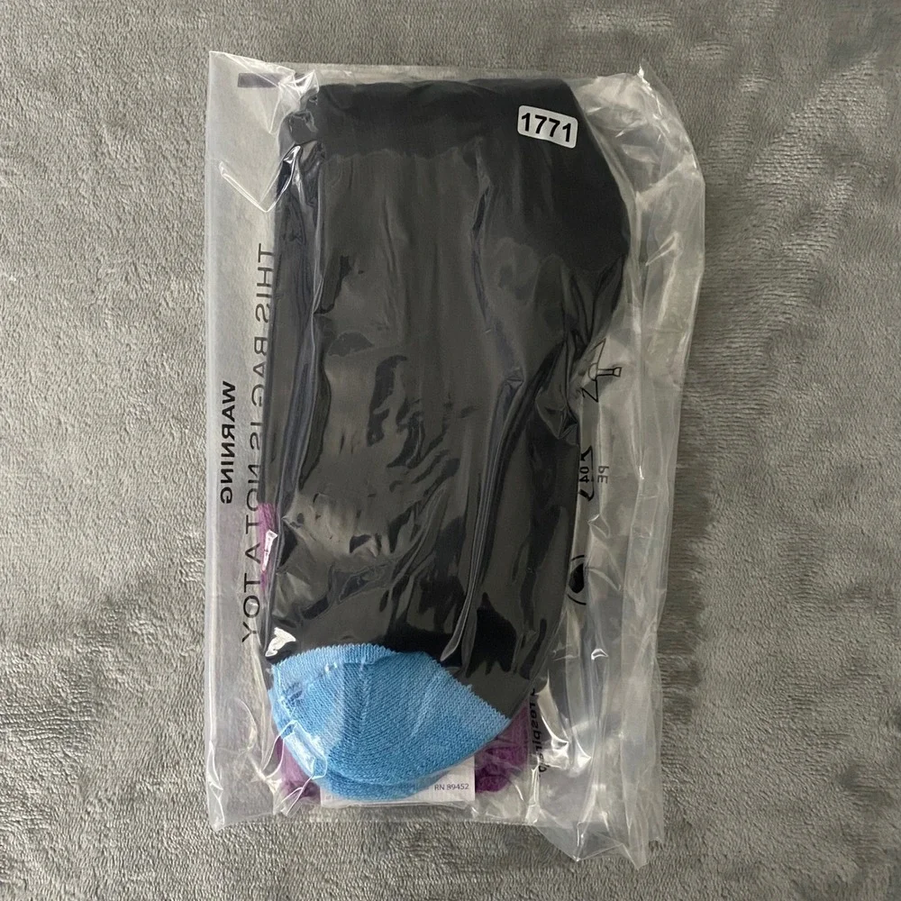 Lorenzo Uomo Boot Socks Mens 10-13 Black‎ Purple Blue Colorblock Made in Italy